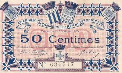 Francia 50 Cents - Chamber of commerce - Rennes - 1915