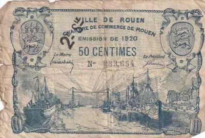 Francia 50 Cents - Chamber of Commerce - Rouen -  n�283.654 - 1920