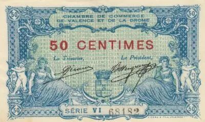 Francia 50 Cents - Chamber of Commerce - Valence - 23-02-1915 - Serial VI