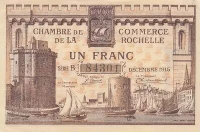 Francia 50 Cents - La Rochelle - Chamber of Commerce - 12-1915 - Serial B