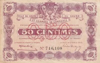 Francia 50 Cents - Le Havre Chamber of Commerce- 1916 - Number 716108