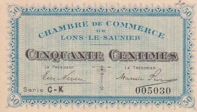 Francia 50 Cents - Lons-le-Saunier - Chambre de Commerce - 1920 - S�rie C-K