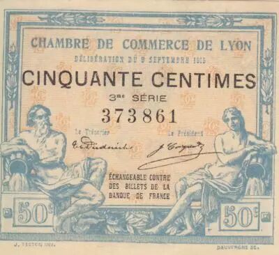 Francia 50 Cents - Lyon - Chamber of Commerce - 09-09-1915 - Third Serial