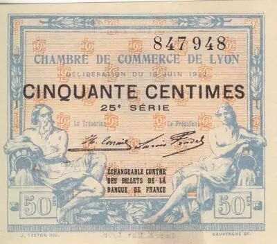 Francia 50 Cents - Lyon - Chamber of Commerce - 15-06-1922 - Twenty-fifth Serial