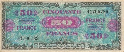 Francia 50 Francs - Allied Military Currency - 1945 - No Serial