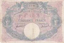 Francia 50 Francs - Blue and Pink - 24-10-1916 - Serial G.7101 - P.64