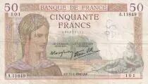 Francia 50 Francs - Ceres - 11-01-1940 - Serial A.11849