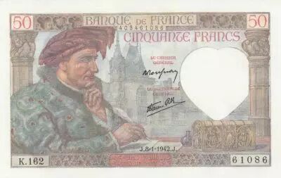 Francia 50 Francs - Jacques Coeur - 08-01-1942 - Serial K.162