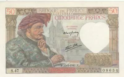 Francia 50 Francs - Jacques Coeur - 13-03-1941 - Serial S.47