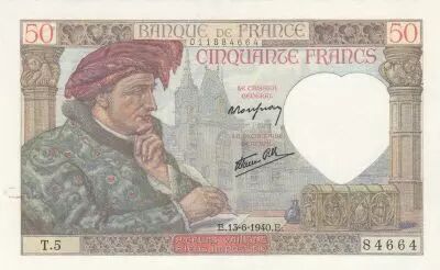 Francia 50 Francs - Jacques Coeur - 13-06-1940 - Serial T.5