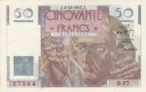 Francia 50 Francs - Le verrier - 02-10-1947 - Serial B.87