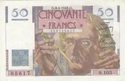 Francia 50 Francs - Le verrier - 08-04-1948 - Serial S.103