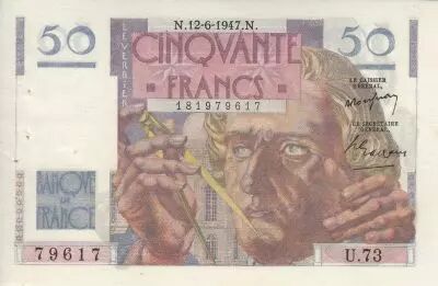 Francia 50 Francs - Le Verrier - 12-06-1947 - Serial U.73