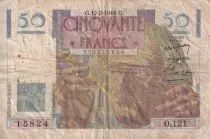 Francia 50 Francs - Le Verrier - 17-02-1949 - Serial O.121 -P.127