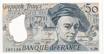 Francia 50 Francs - Quentin de la Tour - 1990 - Serial U.59 - UNC - P.152e