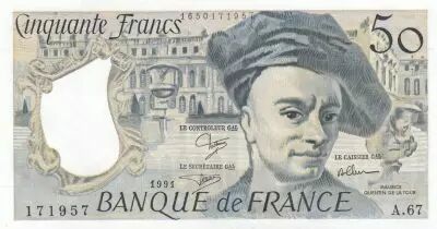 Francia 50 Francs - Quentin de la Tour - 1991 - Serial A.67