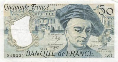 Francia 50 Francs - Quentin de la Tour - 1991 - Serial J.67