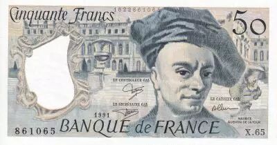 Francia 50 Francs - Quentin de la Tour - 1991 - Serial X.65 - UNC - P.152e