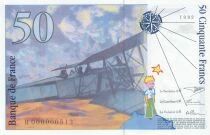 Francia 50 Francs - Saint-Exup&eacute;ry - 1992 - Series H.000000513 - Small number