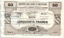 Francia 50 Francs Avesnes Et Solesmes Beauvois-en-Cambr&eacute;sis