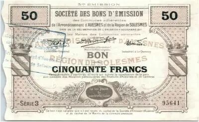 Francia 50 Francs Avesnes Et Solesmes Briastre