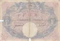 Francia 50 Francs blue and pink - 06-09-1915 - Serial O.6411