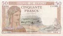 Francia 50 Francs Ceres - 07-12-1939 - Serial C.11566