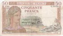 Francia 50 Francs Ceres - 10-08-1939 - Serial G.10723