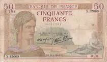 Francia 50 Francs Ceres - 11-01-1940 - Serial X.12009 - P.81