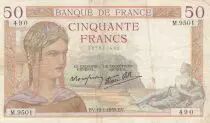 Francia 50 Francs C&eacute;r&egrave;s - 12-1-1939 - Serial B.9509