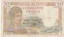Francia 50 Francs Ceres - 15-09-1938 - Serial K.8448 - VG to F