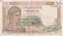 Francia 50 Francs Ceres - 21-12-1939 - Serial T.11726