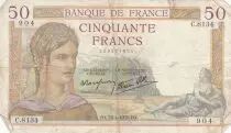 Francia 50 Francs Ceres - 28-04-1938 - Serial K.8222