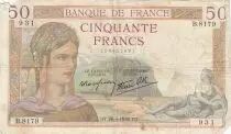 Francia 50 Francs Ceres - 28-04-1938 - Serial K.8222