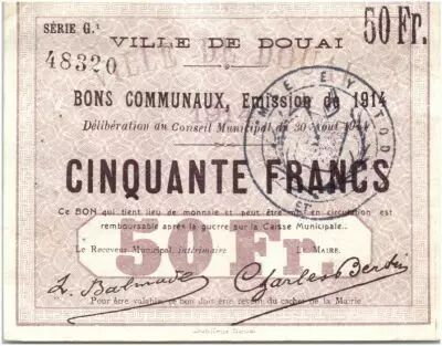 Francia 50 Francs Douai City - 1914