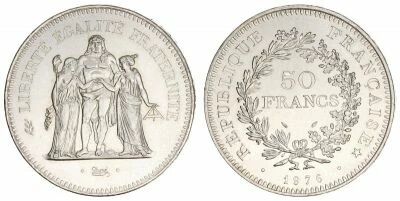 Francia 50 Francs Hercules - 1976 Silver
