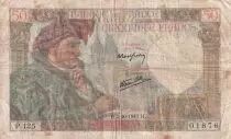 Francia 50 Francs Jacques Coeur - 02-10-1941- Serial P.125 - VG to F - P.93