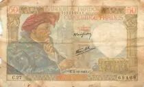 Francia 50 Francs Jacques Coeur - 05-12-1940 Serial C.27 - VG+