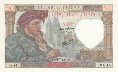 Francia 50 Francs Jacques Coeur - 13-03-1941 Serial G.44 - XF