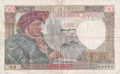 Francia 50 Francs Jacques Coeur - 13-06-1940 Serial U.9 - F+