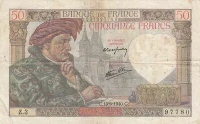 Francia 50 Francs Jacques Coeur - 13-06-1940 Serial V.1 - F