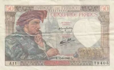 Francia 50 Francs Jacques Coeur - 13-06-1940 Serial V.1 - F