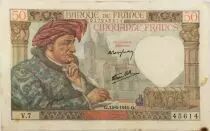 Francia 50 Francs Jacques Coeur - 13-06-1940 Serial V.7 - VF