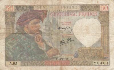 Francia 50 Francs Jacques Coeur - 15-05-1941 - Series A.85