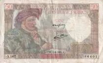 Francia 50 Francs Jacques Coeur - 15-05-1942 - Serial Q.167 - F - P.93