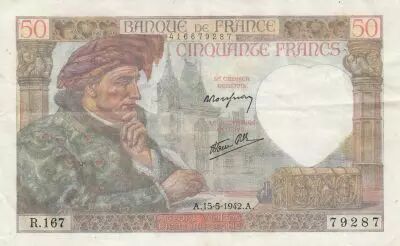 Francia 50 Francs Jacques Coeur - 15-05-1942 - Serial R.167