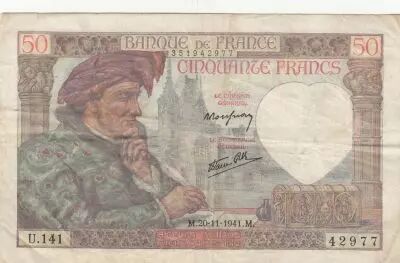 Francia 50 Francs Jacques Coeur - 20-11-1941- Serial E.139