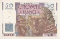 Francia 50 Francs Le Verrier - 12-06-1947 - Serial X.63