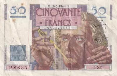 Francia 50 Francs Le Verrier - 16-05-1946 - Serial T.20