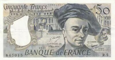 Francia 50 Francs Quentin de la Tour - Serial N.4 - 1977 - P152a